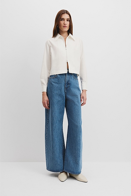 Zip-Through Crop Shirt