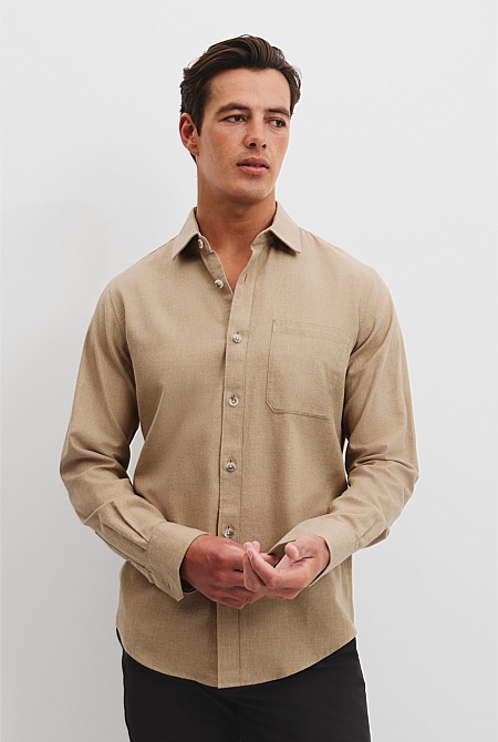 Regular Fit Brushed Good Earth Cotton Twill Shirt