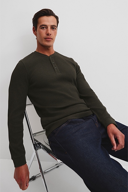 Australian Cotton Waffle Henley