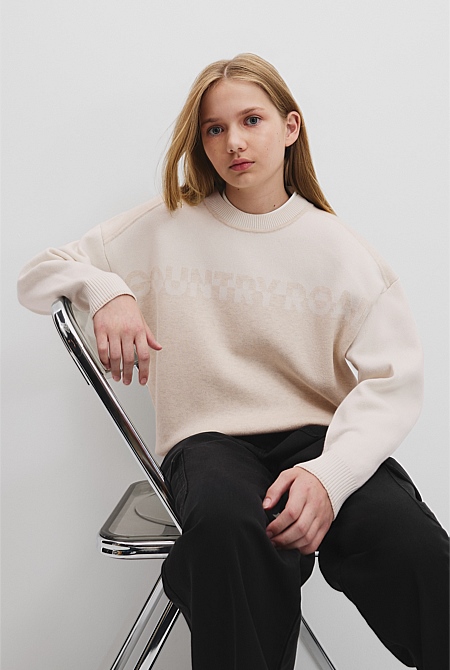 Teen Organically Grown Cotton Blend Modern Logo Knit