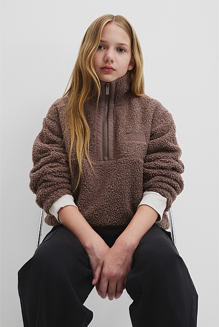 Teen Sherpa Half Zip Sweat