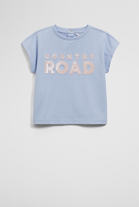 Organically Grown Cotton Sequin Logo T-Shirt