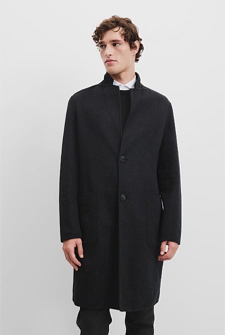 Recycled Wool Blend Double Faced Coat