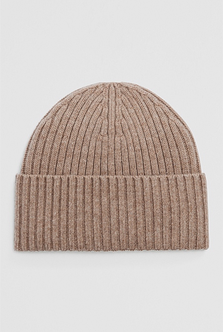 Wool Cashmere Rib Beanie
