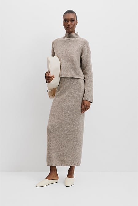 Melange Mock Neck Knit
