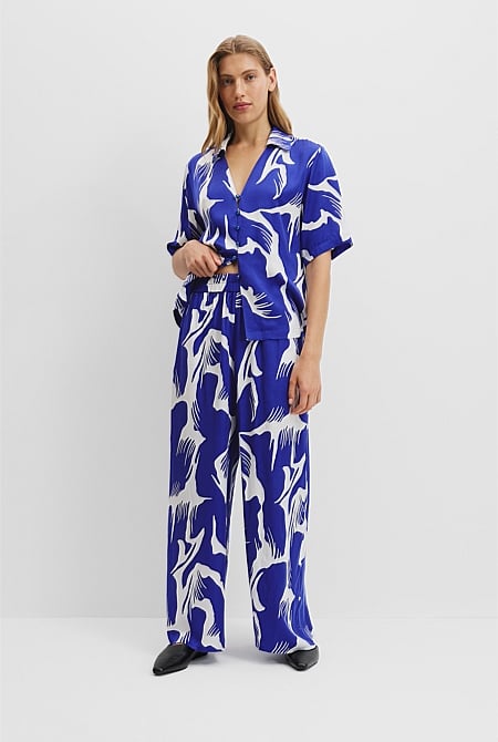 Print Cupro Pull On Pant