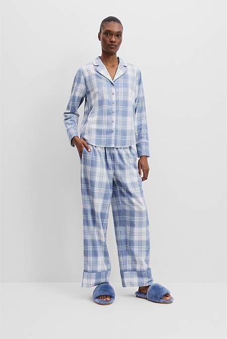 Australian Cotton Flannel Check Pyjama Set