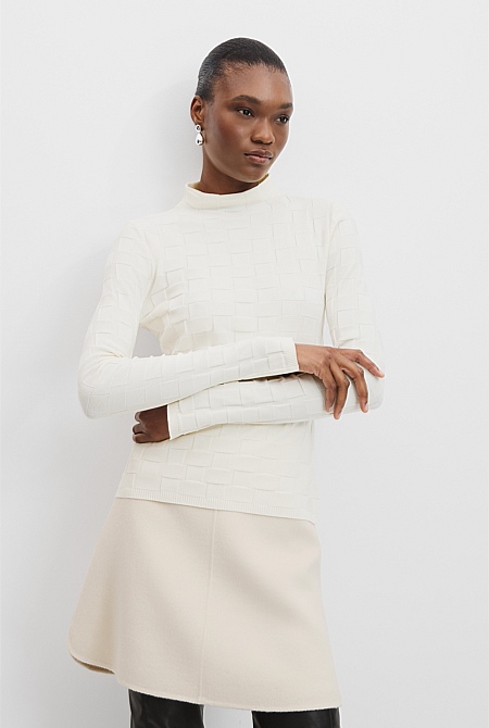 Basketweave Long Sleeve Knit