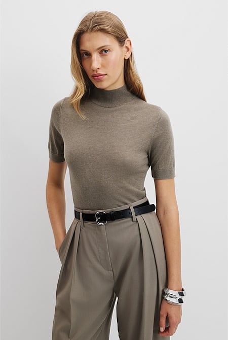 Australian Merino Wool Silk Short Sleeve Knit