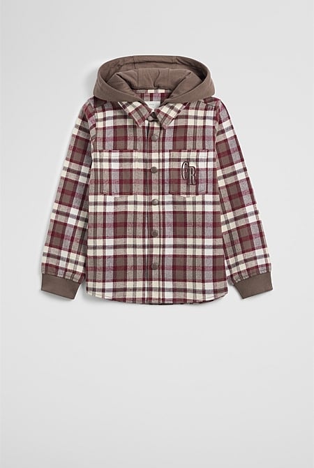 Organically Grown Cotton Hooded Check Shirt