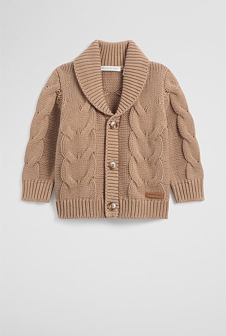 Organically Grown Cotton Shawl Collar Cardigan
