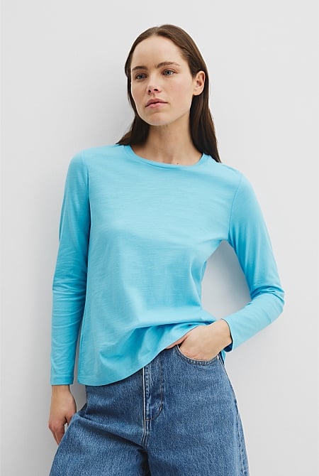 Australian Good Earth Cotton Textured Slub T-Shirt