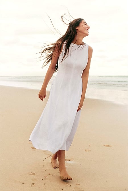 Organically Grown Linen Fit-and-Flare Dress