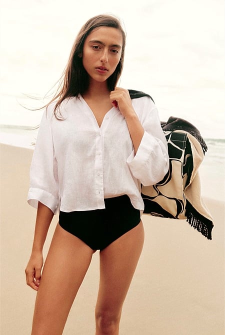 Organically Grown Linen 3/4 Sleeve Linen Shirt