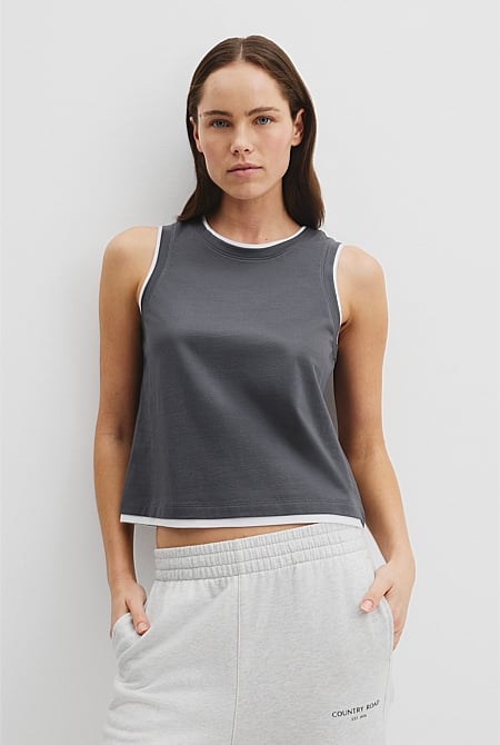 Australian Cotton Contrast Detail Tank