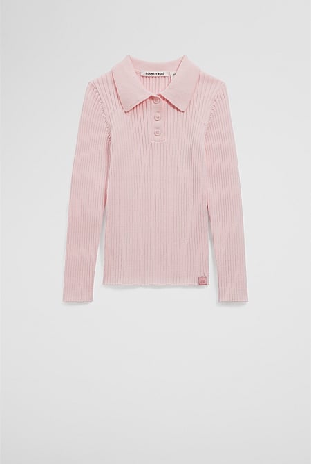 Organically Grown Cotton Long Sleeve Knit Polo