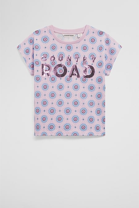 Organically Grown Cotton Sequin Logo T-Shirt