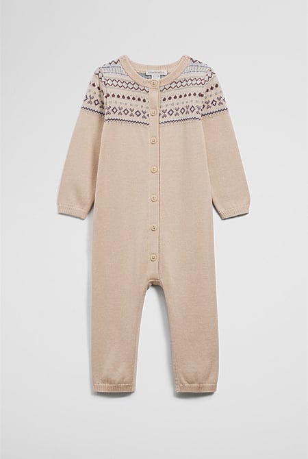 Organically Grown Cotton Fair Isle Knit Jumpsuit