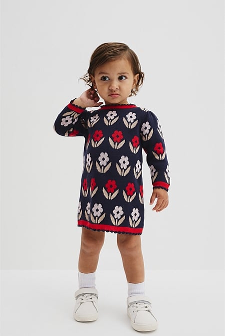 Organically Grown Cotton Jacquard Knit Dress
