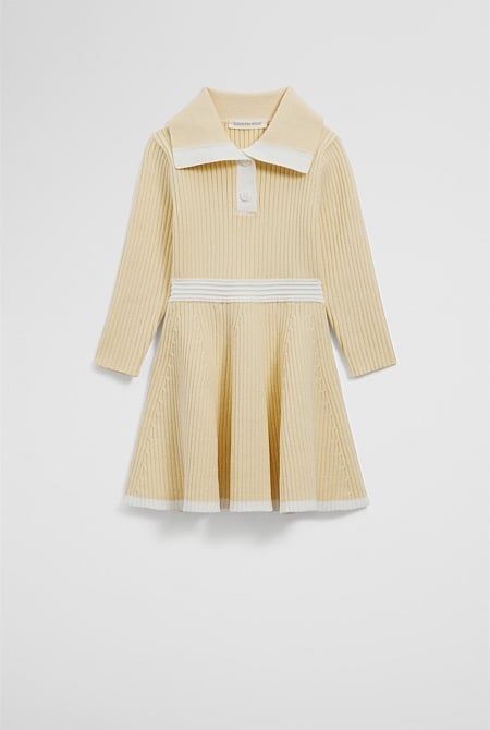 Organically Grown Cotton Collared Knit Dress