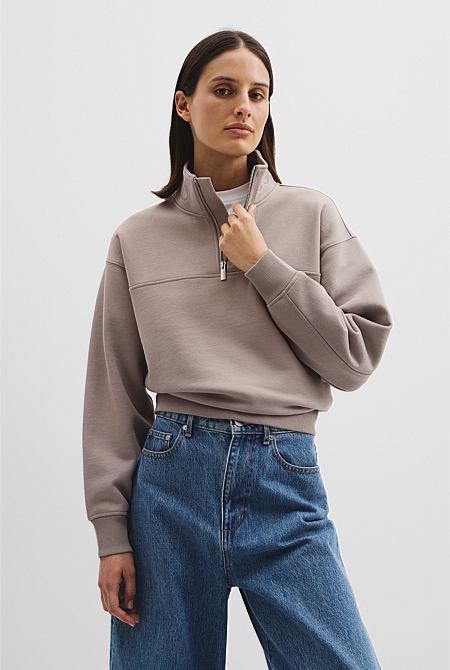 Australian Cotton Logo Half Zip Neck Sweat