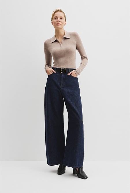 Wool Silk Collared Knit