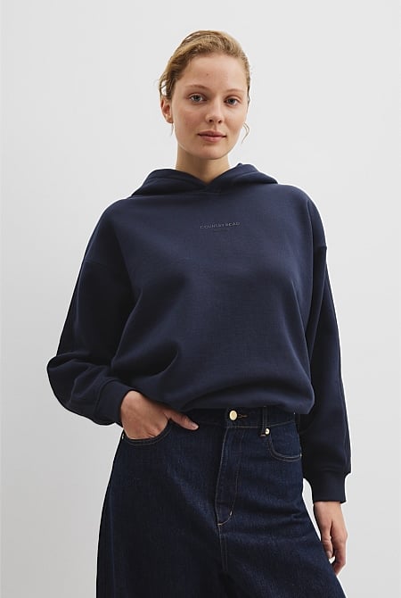 Australian Good Earth Cotton Drawcord Hooded Sweat