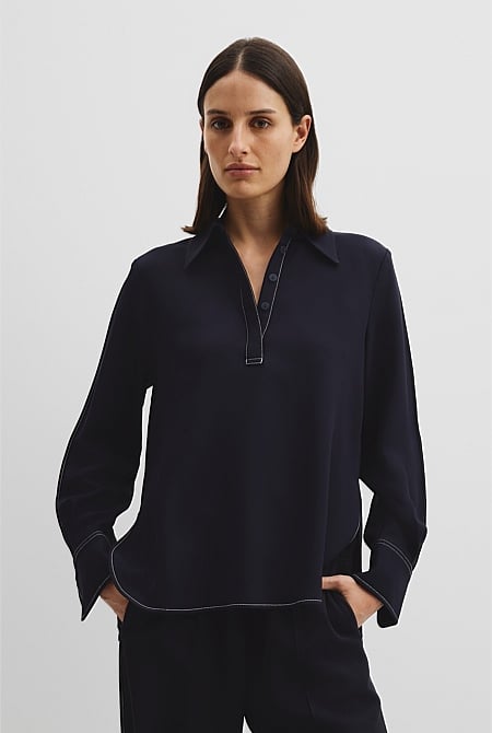 Crepe Popover Shirt