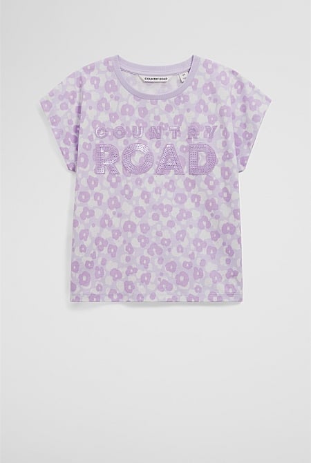 Organically Grown Cotton Sequin Logo T-Shirt