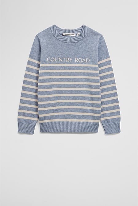Organically Grown Cotton Stripe Logo Knit