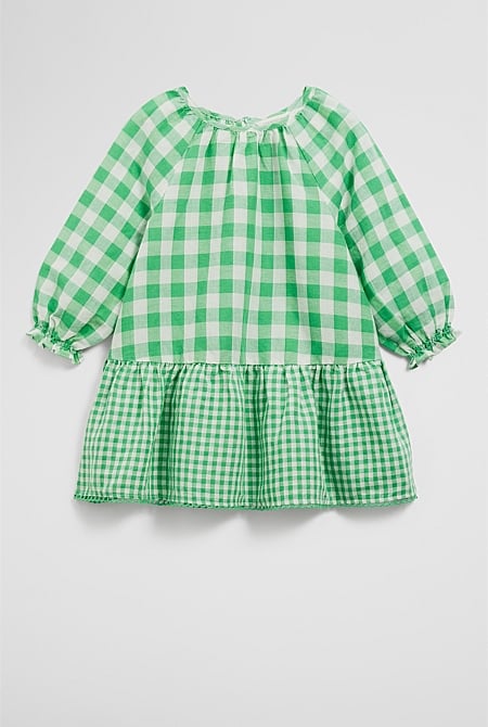 Gingham Long Sleeve Mini Dress