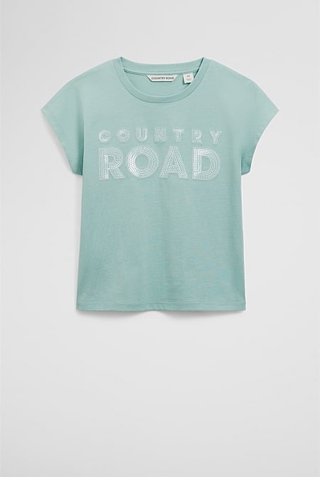 Organically Grown Cotton Sequin Logo T-Shirt