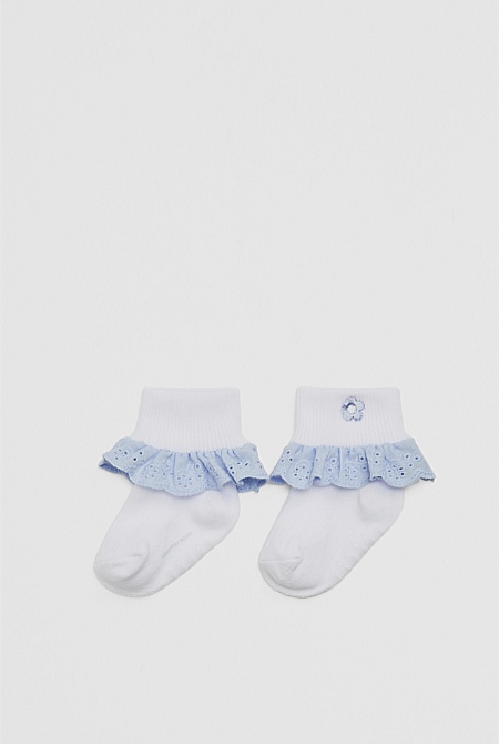 Embroidered Frill Sock