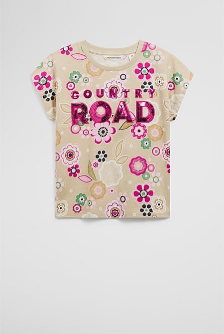 Organically Grown Cotton Sequin Logo T-Shirt