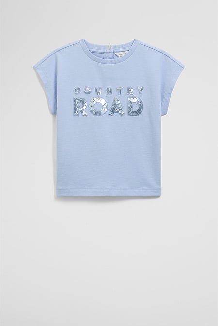 Organically Grown Cotton Sequin Logo T-Shirt