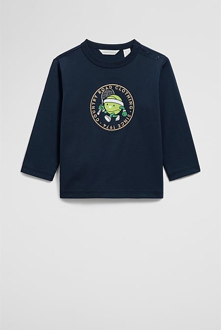 Organically Grown Cotton Long Sleeve Tennis Mascot T-Shirt