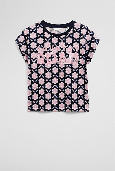 Organically Grown Cotton Sequin Logo T-Shirt