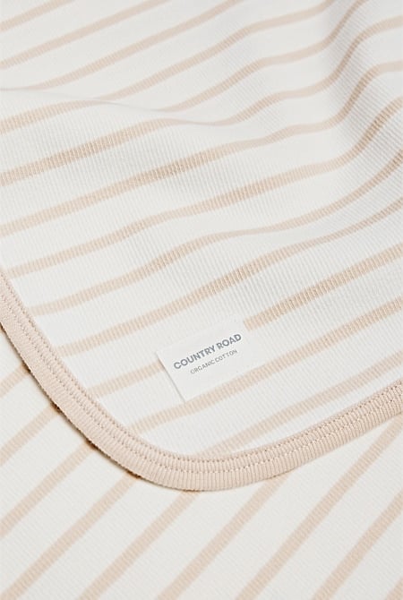 Organically Grown Cotton Stripe Rib Blanket