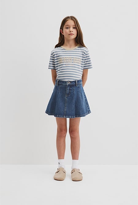 Denim Pleat Skirt