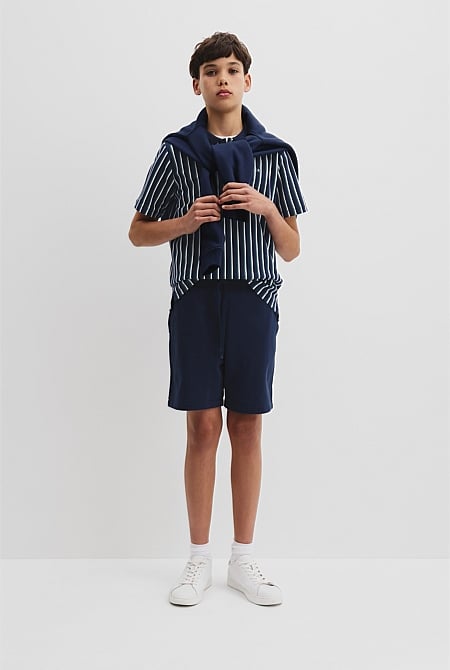 Teen Recycled Cotton Blend Vertical Stripe Polo