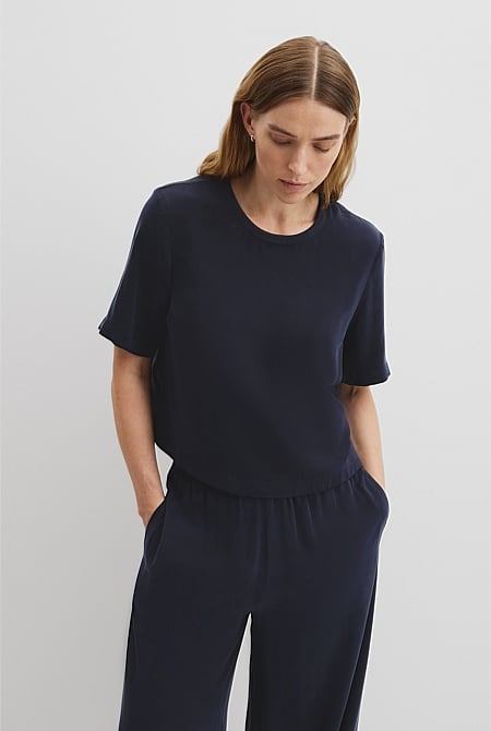 Short Sleeve Cupro Woven T-Shirt