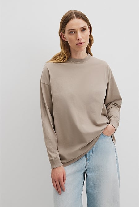 Australian Cotton Long Sleeve Relaxed T-Shirt