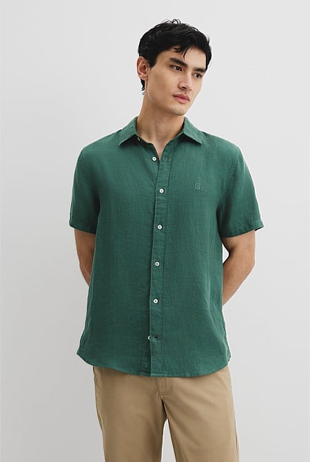 Organically Grown Linen Regular Fit Short Sleeve Shirt