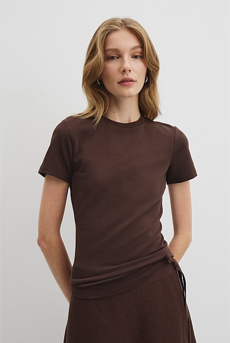Australian Cotton Blend Fitted T-Shirt