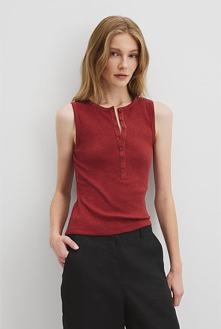 Button Henley Tank