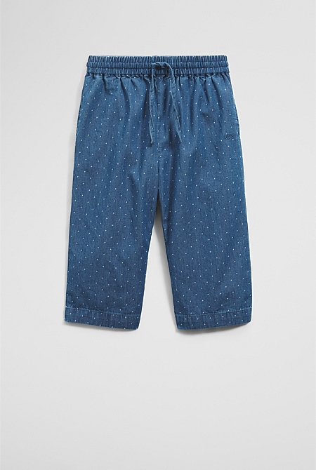 Organically Grown Cotton Chambray Wide Legging Pant