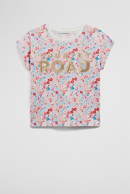 Organically Grown Cotton Sequin Logo T-Shirt