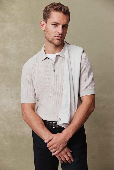 Australian Cotton Herringbone Knit Polo