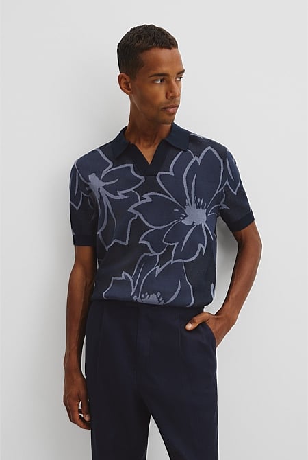 Oversized Australian Cotton Floral Knit Polo