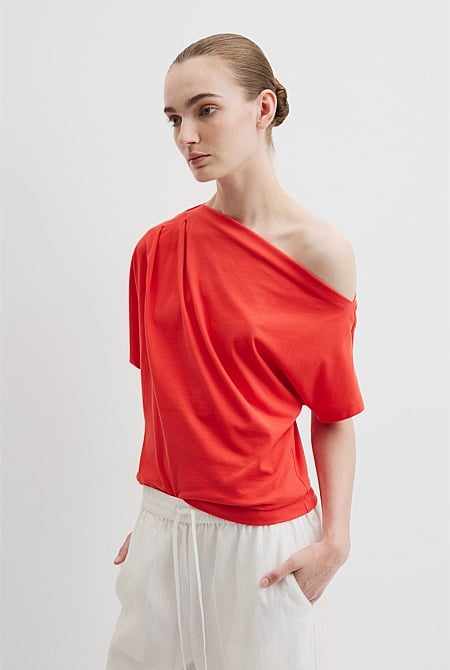 Australian Cotton One Shoulder T-Shirt